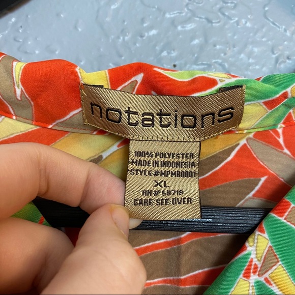 VINTAGE NOTATIONS PALM LEAF BUTTON UP {XL} - Picture 4 of 5